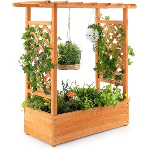 Costway - Hochbeet Mit Rankgitter & Hängendem Dach, Pflanzkasten Mit Rankhilfe, Blumenkasten Für Kletterpflanzen & Hängende Körbe, Für Garten Hof Terrasse, Pflanzgefäß Aus Holz, Orange Costway - Hochbeet Mit Rankgitter & Hängendem Dach, Pflanzkasten Mit Rankhilfe, Blumenkasten Für Kletterpflanzen & Hängende Körbe, Für Garten Hof Terrasse, Pflanzgefäß Aus Holz, Orange