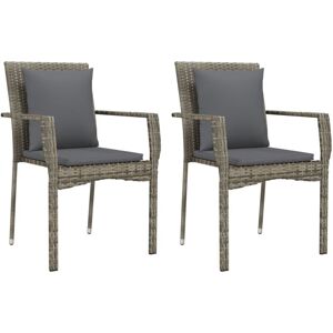 Gartenstühle Mit Kissen 2 Stk. Poly Rattan Grau - Vidaxl Gartenstühle Mit Kissen 2 Stk. Poly Rattan Grau - Vidaxl