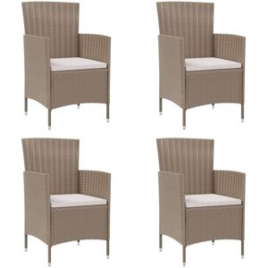 VIDAXL Gartenstühle Mit Kissen, Set Von 4, Geflochtene Kunststoffe Beige VIDAXL Gartenstühle Mit Kissen, Set Von 4, Geflochtene Kunststoffe Beige