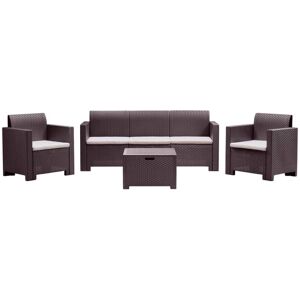 OEM Lounge-set Für Den Außenbereich Venus, Gartenmöbel-set Mit Kissen, Sitzbereich Für Den Innenbereich In Rattan-optik, 100 % Made In Italy, Braun OEM Lounge-set Für Den Außenbereich Venus, Gartenmöbel-set Mit Kissen, Sitzbereich Für Den Innenbereich In Rattan-optik, 100 % Made In Italy, Braun