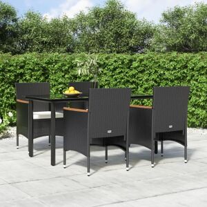 5-tlg. Garten-essgruppe Mit Kissen Schwarz - Vidaxl 5-tlg. Garten-essgruppe Mit Kissen Schwarz - Vidaxl