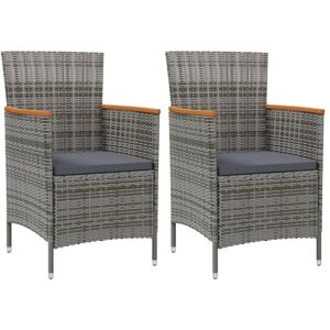 Vidaxl Garden Dining Chairs 2 Pcs Poly Rattan Grey Vidaxl Garden Dining Chairs 2 Pcs Poly Rattan Grey