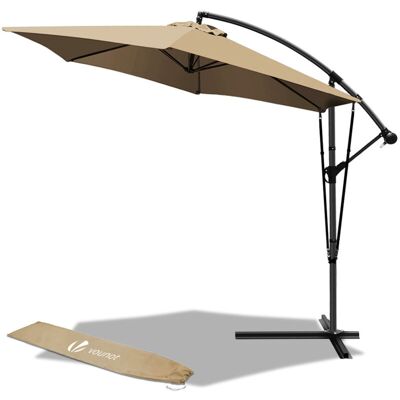 Vounot® 300 Cm Ampelschirm, Sonnenschirm Mit Windsicherung Und Schutzhülle, Khaki Vounot® 300 Cm Ampelschirm, Sonnenschirm Mit Windsicherung Und Schutzhülle, Khaki
