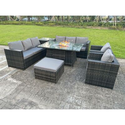 Fimous 9-Sitzer Gartenset mit Gas-Feuertisch - Gartenmöbel Fimous 9-Sitzer Gartenset mit Gas-Feuertisch - Gartenmöbel