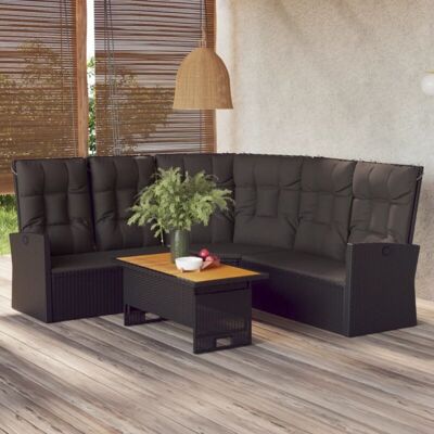 2-tlg. Garten-lounge-set Mit Kissen Schwarz Poly Rattan - Vidaxl 2-tlg. Garten-lounge-set Mit Kissen Schwarz Poly Rattan - Vidaxl