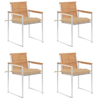 Vidaxl - Gartenstühle 4 Stk. Mit Kissen Massivholz Teak Vidaxl - Gartenstühle 4 Stk. Mit Kissen Massivholz Teak