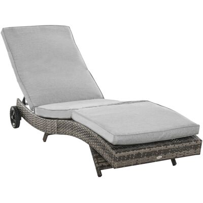 MARYPLAST Sonnenliege Gartenliege Kissen 5-stufig Rattanliege Gartenmöbel Liege S-form 207 X 70 X 70 Cm Grau MARYPLAST Sonnenliege Gartenliege Kissen 5-stufig Rattanliege Gartenmöbel Liege S-form 207 X 70 X 70 Cm Grau