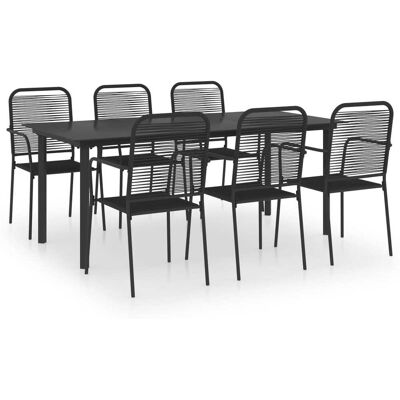 7-tlg. Garten-essgruppe Schwarz Glas Und Stahl Vidaxl 7-tlg. Garten-essgruppe Schwarz Glas Und Stahl Vidaxl