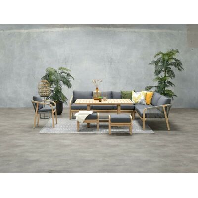 Garden Impressions Dining-ecklounge "cubatao" Inkl. Sessel, Sitzbank, Tisch, Hockern Und Kissen, Natur / Grau, Rechts Garden Impressions Dining-ecklounge "cubatao" Inkl. Sessel, Sitzbank, Tisch, Hockern Und Kissen, Natur / Grau, Rechts