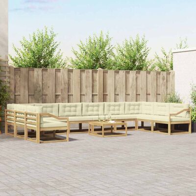SORRUDER Vidaxl Outdoor-sofagarnitur Mit Kissen 11 Pcs Weiß Und Creme SORRUDER Vidaxl Outdoor-sofagarnitur Mit Kissen 11 Pcs Weiß Und Creme