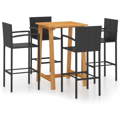 VIDAXL 5-tlg. Gartenbar-set Schwarz VIDAXL 5-tlg. Gartenbar-set Schwarz