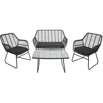 HEGELE Polyrattan Garnitur Hhg-947a, Garten Sofa Set Sitzgruppe Stuhl, Seil Anthrazit, Polster Anthrazit Ohne Dekokissen HEGELE Polyrattan Garnitur Hhg-947a, Garten Sofa Set Sitzgruppe Stuhl, Seil Anthrazit, Polster Anthrazit Ohne Dekokissen