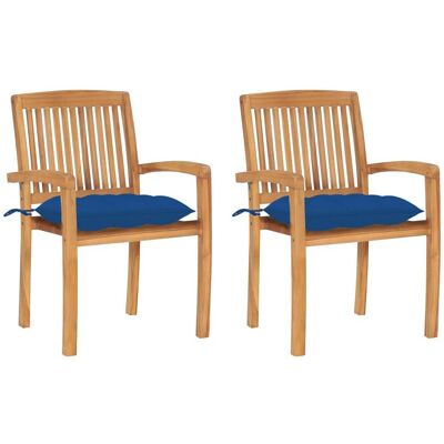 Vidaxl Garden Chairs 2 Pcs With Blue Cushions Solid Teak Wood (49387+314926) Vidaxl Garden Chairs 2 Pcs With Blue Cushions Solid Teak Wood (49387+314926)