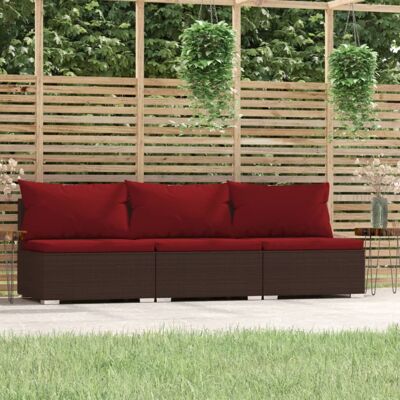 VIDAXL Prolenta Premium 3-sitzer-sofa Mit Kissen Braun Poly Rattan VIDAXL Prolenta Premium 3-sitzer-sofa Mit Kissen Braun Poly Rattan