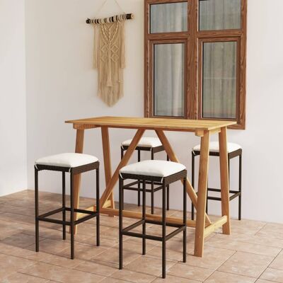 Vidaxl 5 Piece Garden Bar Set With Cushions Brown (312409+313445) Vidaxl 5 Piece Garden Bar Set With Cushions Brown (312409+313445)
