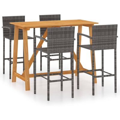 Vidaxl 5 Piece Garden Bar Set Grey (312409+313456) Vidaxl 5 Piece Garden Bar Set Grey (312409+313456)