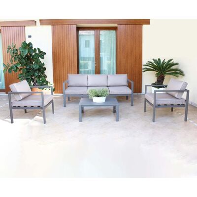 DEFIBRICO Moderne Aluminium Gartenlounge "cubo" Mit Kissen Für Garten Und Veranda -5 Sitzer / Turteltaube DEFIBRICO Moderne Aluminium Gartenlounge "cubo" Mit Kissen Für Garten Und Veranda -5 Sitzer / Turteltaube