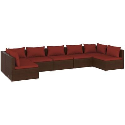 7-tlg. Garten-lounge-set Mit Kissen Poly Rattan Braun Vidaxl 7-tlg. Garten-lounge-set Mit Kissen Poly Rattan Braun Vidaxl