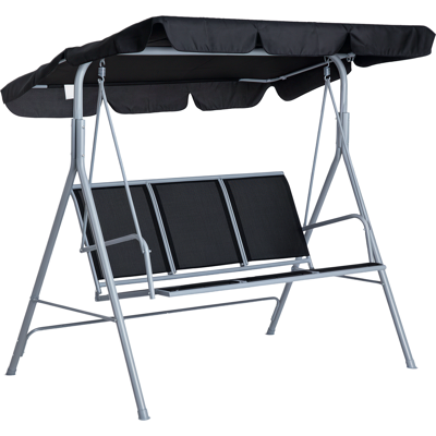 Outsunny Hollywoodschaukel Mit Verstellbarem Sonnendach, 3-sitzer Gartenschaukel Mit Anti-rutsch-füßen, Schaukelbank Belastbar Bis 240 Kg, Gartenliege Für Garten, Terasse, 171x108x150cm, Schwarz Outsunny Hollywoodschaukel Mit Verstellbarem Sonnendach, 3-sitzer Gartenschaukel Mit Anti-rutsch-füßen, Schaukelbank Belastbar Bis 240 Kg, Gartenliege Für Garten, Terasse, 171x108x150cm, Schwarz