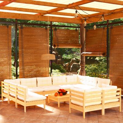 vidaXL 12-tlg. Garten-Lounge-Set mit Kissen - Gartengarnitur vidaXL 12-tlg. Garten-Lounge-Set mit Kissen - Gartengarnitur