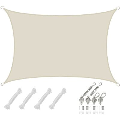 Amanka - 3x4m Sonnensegel Rechteckig Wasserdicht - Sonnenschutz Segel Set Mit Befestigung Amanka - 3x4m Sonnensegel Rechteckig Wasserdicht - Sonnenschutz Segel Set Mit Befestigung