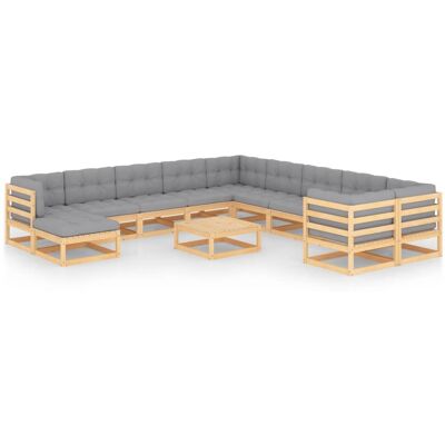 12-tlg. Garten-lounge-set Mit Kissen Massivholz Kiefer Vidaxl 12-tlg. Garten-lounge-set Mit Kissen Massivholz Kiefer Vidaxl