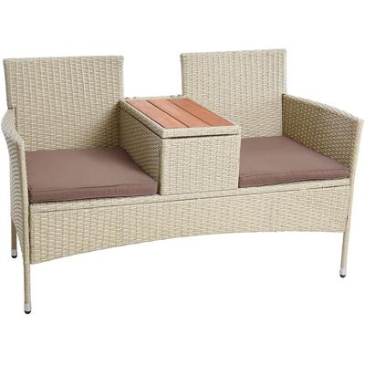 Estexo - Polyrattan Gartenbank Bank Rattan Sitzbank 2-sitzer Gartenmöbel Balkon Beige Estexo - Polyrattan Gartenbank Bank Rattan Sitzbank 2-sitzer Gartenmöbel Balkon Beige
