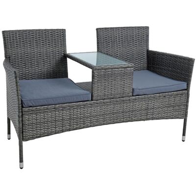 Estexo - Polyrattan Gartenbank Bank Rattan Sitzbank 2-sitzer Gartenmöbel Anthrazit-grau Estexo - Polyrattan Gartenbank Bank Rattan Sitzbank 2-sitzer Gartenmöbel Anthrazit-grau