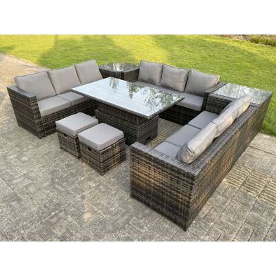 Fimous U-Form Rattan Sofa Set Verstellbarer Esstisch - Sofaset Fimous U-Form Rattan Sofa Set Verstellbarer Esstisch - Sofaset