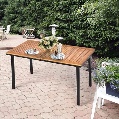 Costway Akaziengarten Esstisch mit Schirmloch - Outdoor 140x75x76cm Costway Akaziengarten Esstisch mit Schirmloch - Outdoor 140x75x76cm