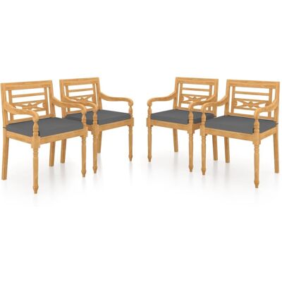 Batavia-stühle 4 Stk. Mit Kissen Massivholz Teak Vidaxl Batavia-stühle 4 Stk. Mit Kissen Massivholz Teak Vidaxl