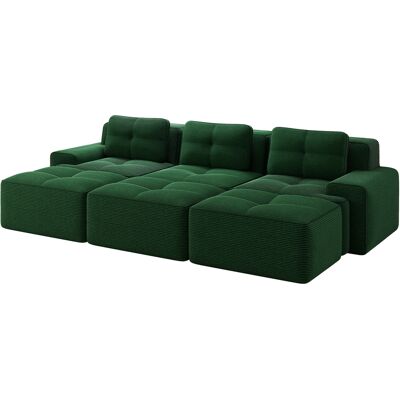 MODENVIE Modulares Sofa 3-sitzer, Geschwungene Rückenlehne, Tiefer Sitz, Cord, Grün, 293 X 177 X 69 Cm MODENVIE Modulares Sofa 3-sitzer, Geschwungene Rückenlehne, Tiefer Sitz, Cord, Grün, 293 X 177 X 69 Cm