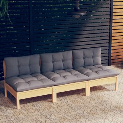 vidaXL Garten-Sofa mit Kissen - 3-Sitzer Modularmöbel vidaXL Garten-Sofa mit Kissen - 3-Sitzer Modularmöbel