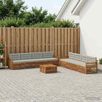SORRUDER Vidaxl Outdoor-sofagarnitur 9 Stk. Natürlich Und Hellgrau SORRUDER Vidaxl Outdoor-sofagarnitur 9 Stk. Natürlich Und Hellgrau