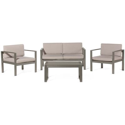 DEFIBRICO Moderne Aluminium Gartenlounge 'cubo' Mit Kissen Für Garten Und Veranda -4 Sitzer / Anthrazitfarben DEFIBRICO Moderne Aluminium Gartenlounge 'cubo' Mit Kissen Für Garten Und Veranda -4 Sitzer / Anthrazitfarben