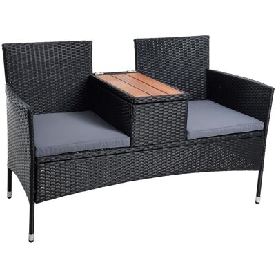 Estexo - Polyrattan Gartenbank Rattan Bank Sitzbank 2-sitzer Gartenmöbel Balkon Schwarz Estexo - Polyrattan Gartenbank Rattan Bank Sitzbank 2-sitzer Gartenmöbel Balkon Schwarz