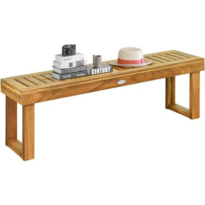 Costway - Sitzbank Massivholz Bis 360kg, Gartenmöbel Gartenbank, Esszimmerbank 132x34x43,5cm Mit Fussstütze Costway - Sitzbank Massivholz Bis 360kg, Gartenmöbel Gartenbank, Esszimmerbank 132x34x43,5cm Mit Fussstütze
