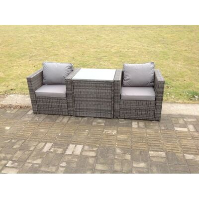 Fimous Dunkelgraues Rattan Gartenset - 2-Sitzer, Couchtisch Fimous Dunkelgraues Rattan Gartenset - 2-Sitzer, Couchtisch