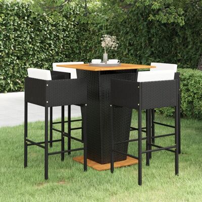 MINKUROW 5-tlg. Gartenbar-set Mit Kissen Poly Rattan Schwarz Vidaxl MINKUROW 5-tlg. Gartenbar-set Mit Kissen Poly Rattan Schwarz Vidaxl