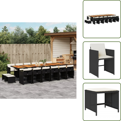 VIDAXL The Living Store 17-tlg. Garten-essgruppe Mit Kissen Schwarz Poly Rattan - Gartenmöbel Set - Essgruppenset - Gartentisch - Gartenstühle - Gartenhocker VIDAXL The Living Store 17-tlg. Garten-essgruppe Mit Kissen Schwarz Poly Rattan - Gartenmöbel Set - Essgruppenset - Gartentisch - Gartenstühle - Gartenhocker
