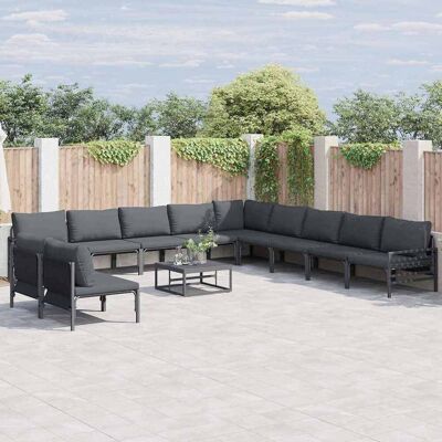 SORRUDER Vidaxl Gartensofa-set Mit Kissen 12 Pcs Schwarz Stahl SORRUDER Vidaxl Gartensofa-set Mit Kissen 12 Pcs Schwarz Stahl