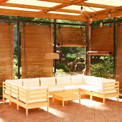 vidaXL Gartenmöbel-Set 10 tlg. Creme Kiefernholz vidaXL Gartenmöbel-Set 10 tlg. Creme Kiefernholz