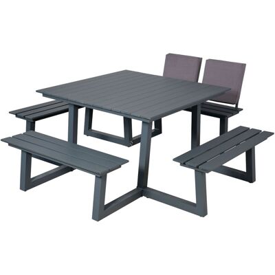 Inko Cebu Sitzgruppe Tisch Mit 4 Bänken Aluminium Graphit Picknickbank 218x230x87 Cm Inko Cebu Sitzgruppe Tisch Mit 4 Bänken Aluminium Graphit Picknickbank 218x230x87 Cm
