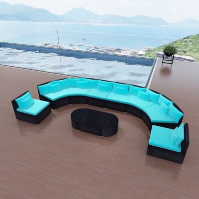 Rundes Sofaset 11 Pcs Blau Poly-rattan Vidaxl Rundes Sofaset 11 Pcs Blau Poly-rattan Vidaxl
