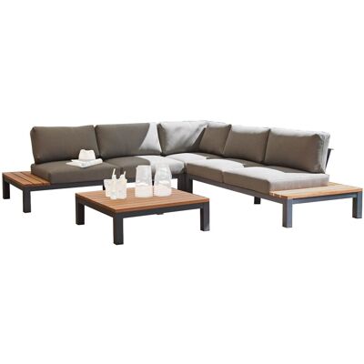 Sonnenpartner 4-teilige Lounge-sitzgruppe Equila Aluminium/teakholz Mit Kissen Anthrazit Loungegruppe Sonnenpartner 4-teilige Lounge-sitzgruppe Equila Aluminium/teakholz Mit Kissen Anthrazit Loungegruppe