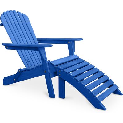 Privatefloor - Liegestuhl Mit Fußstütze - Gartenstuhl Aus Holz - Alana Blue Privatefloor - Liegestuhl Mit Fußstütze - Gartenstuhl Aus Holz - Alana Blue