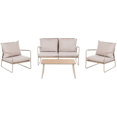 BELIANI Lounge Set Mit Tisch 4-sitzer Acceglio Beige Metall BELIANI Lounge Set Mit Tisch 4-sitzer Acceglio Beige Metall