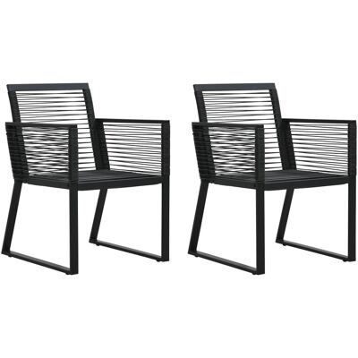 MINKUROW Gartenstühle 2 Stk. Schwarz Pvc Rattan Vidaxl MINKUROW Gartenstühle 2 Stk. Schwarz Pvc Rattan Vidaxl
