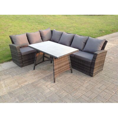 Hoher Rücken Grau Gemischt Gartengartenmöbel Rattan Ecksofa Esstisch Set Tisch 6 Sitzer Linke Ecke - Fimous Hoher Rücken Grau Gemischt Gartengartenmöbel Rattan Ecksofa Esstisch Set Tisch 6 Sitzer Linke Ecke - Fimous