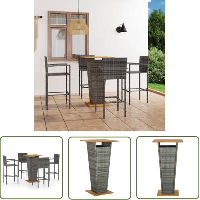 VIDAXL The Living Store 5-tlg. Gartenbar-set Grau - Gartenmöbel - Rattan Möbel - Esszimmergarnitur - Outdoor Furniture - Gartenbar VIDAXL The Living Store 5-tlg. Gartenbar-set Grau - Gartenmöbel - Rattan Möbel - Esszimmergarnitur - Outdoor Furniture - Gartenbar